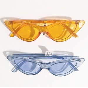 Retro Colored Cat Eye Sunglasses Women Orange Blue